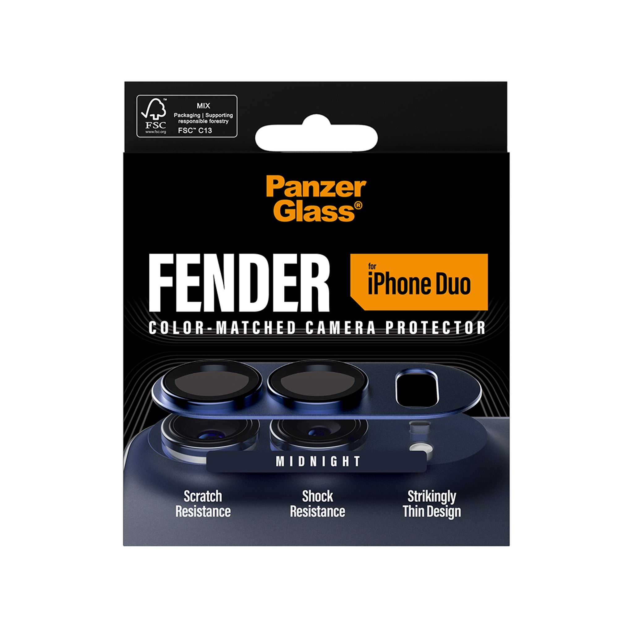 PanzerGlass® Fender Kameralinsebeskytter Midnight iPhone Duo